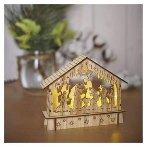 LED vánoční betlém dřevěný, 15 cm, 2x AA, vnitřní, teplá bílá