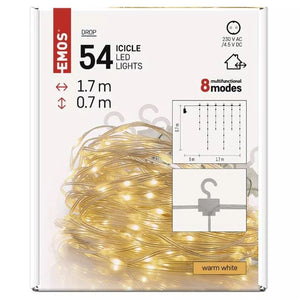 LED vánoční drop řetěz, rampouchy, venkov. i vnitřní, teplá bílá