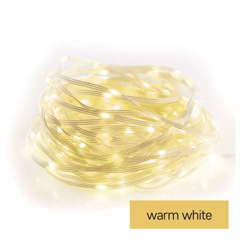 LED vánoční nano řetěz, 16 m, venkovní i vnitřní, teplá bílá