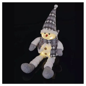 LED vánoční sněhulák sedící, 31 cm, 3x AA, vnitřní, teplá bílá