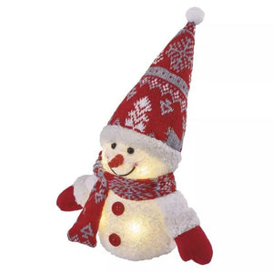 LED vánoční sněhulák svítící, 25 cm, 3x AA, vnitřní, teplá bílá