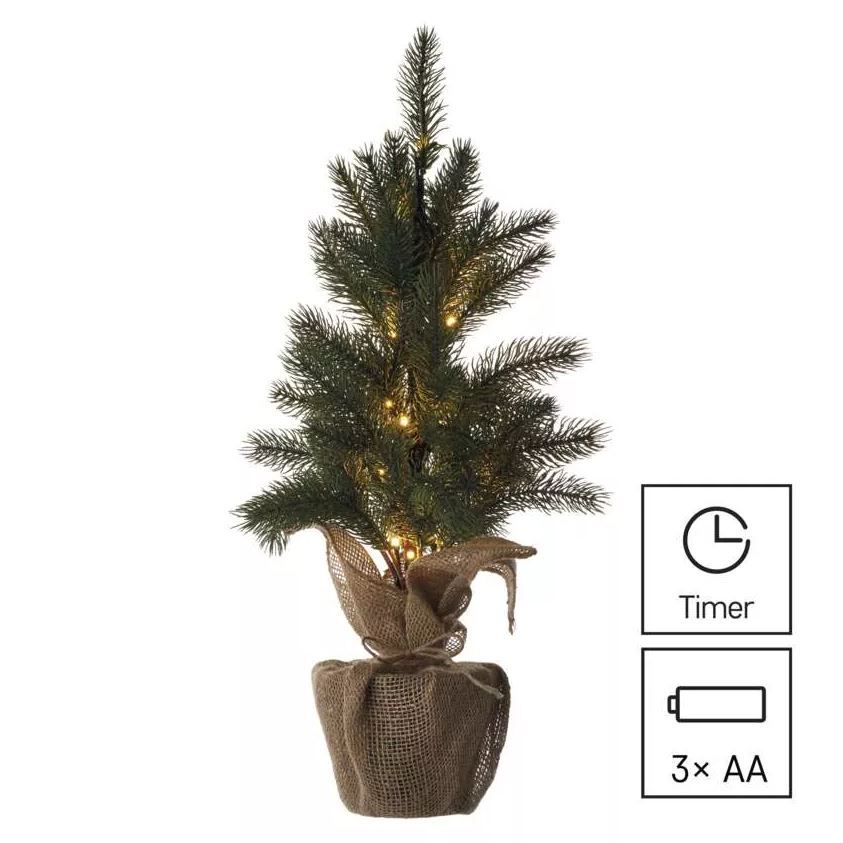 LED vánoční stromek, 52 cm, 3x AA, vnitřní, teplá bílá