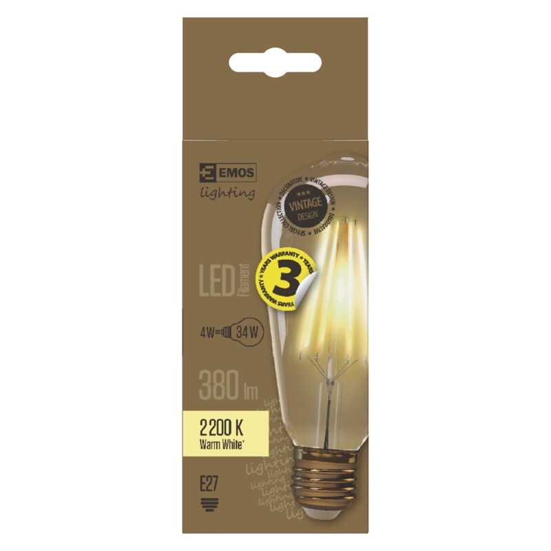 LED žárovka Emos Z74302, E27, ST64, 4W, teplá bílá+