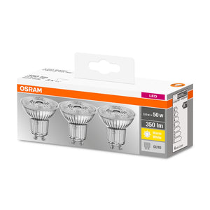 LED žárovka Osram BASE, GU10, 3,6W, teplá bílá, 3 ks