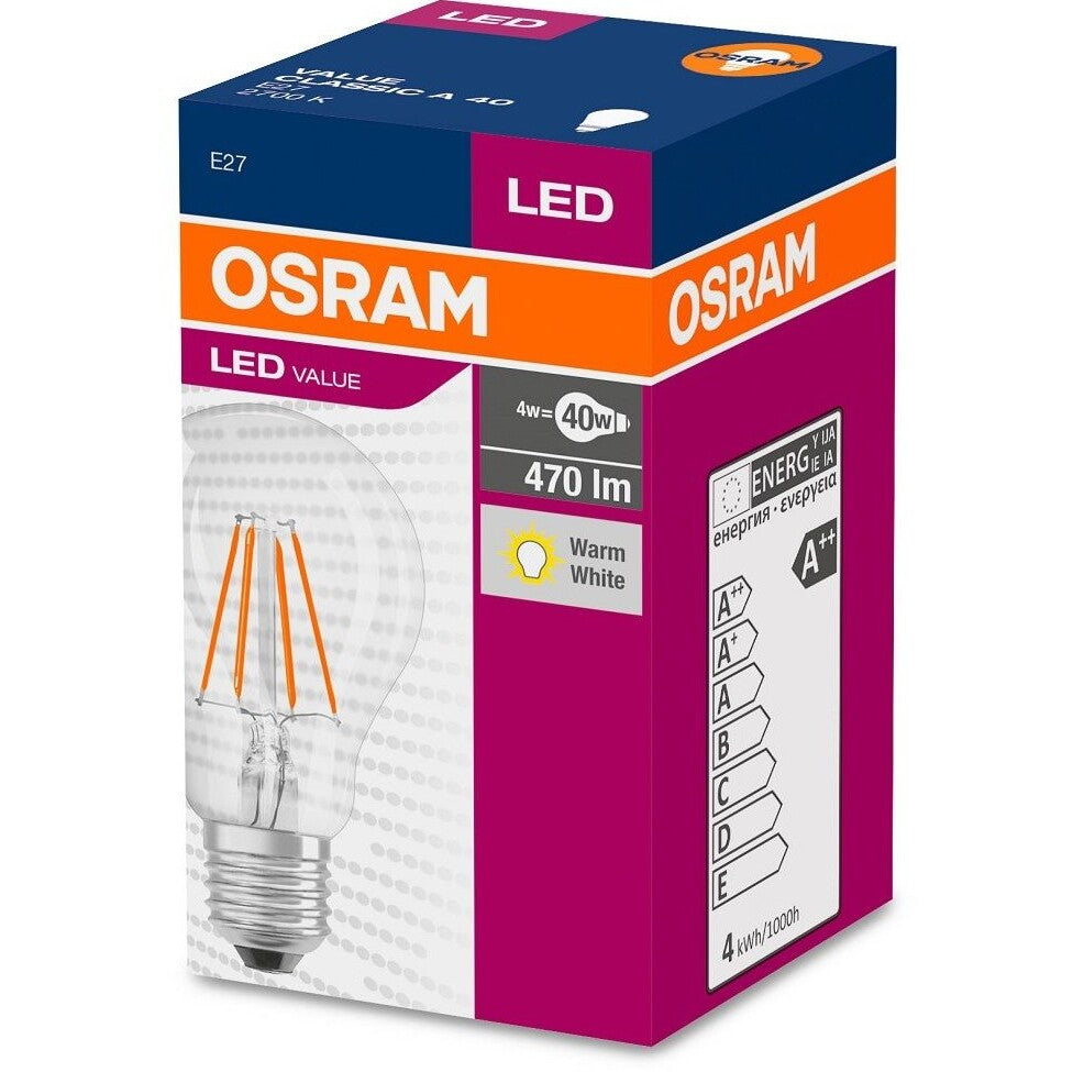 LED žárovka Osram VALUE, E27, 4W, retro, teplá bílá