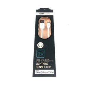 Kabel Lightning na USB, gumový, 1,5m, C8, bílá