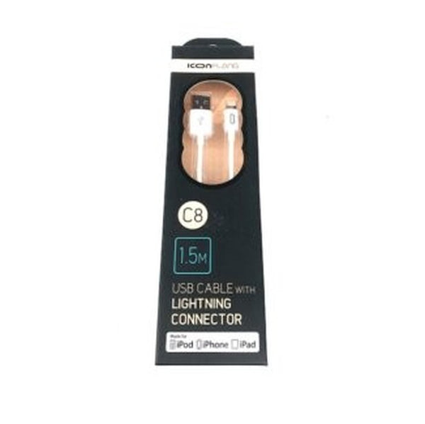 Levně Kabel Lightning na USB, gumový, 1,5m, C8, bílá