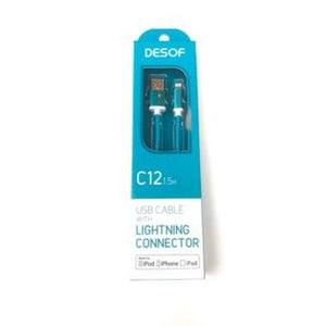 Kabel Lightning na USB, textilní, 1,5m, C12, tyrkysová