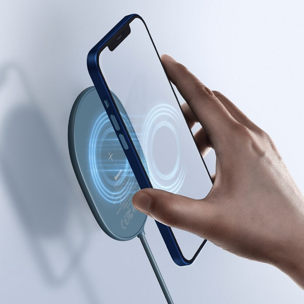 Magnetická nabíječka pro iPhone 12 series, L Baseus, 15W, modrá