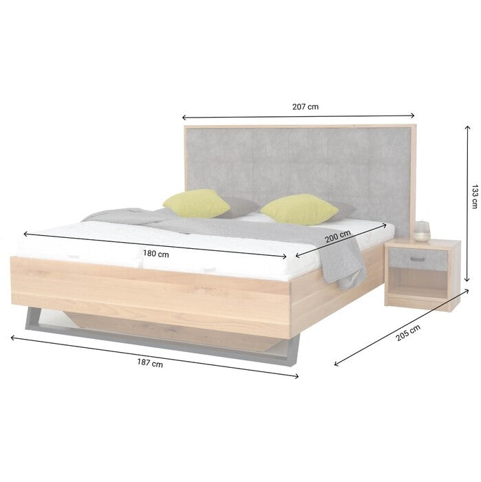 Masivní postel Leon 180x200, dub, včetně roštu a ÚP, bez matrace