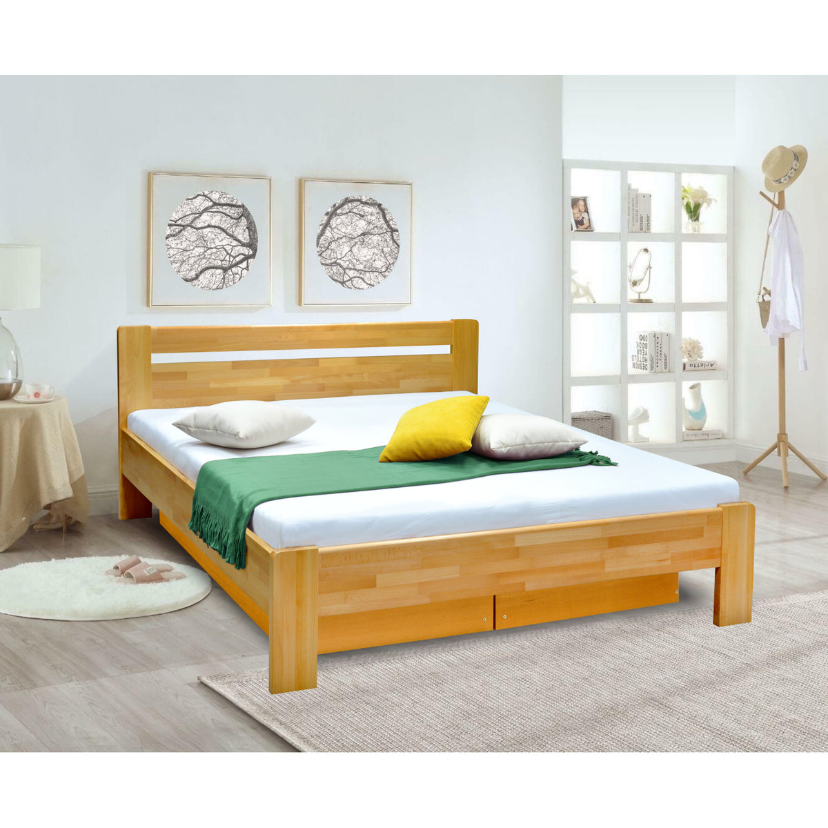 Masivní postel Maribo 2, 160x200, vč. roštu, bez matr., sv.ořech