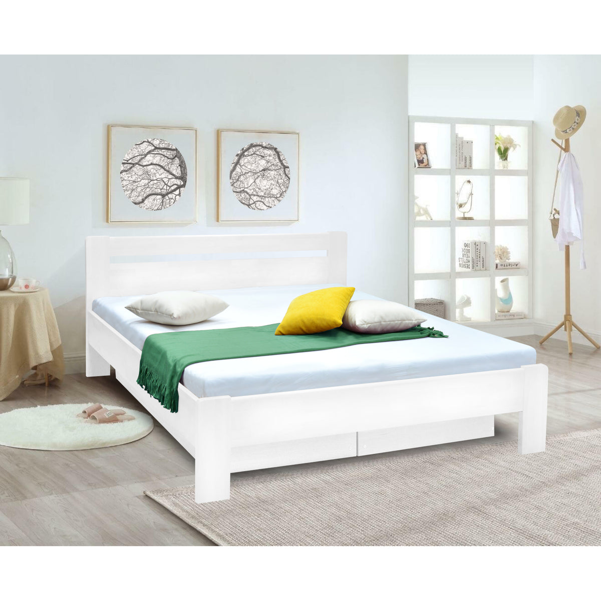 Masivní postel Maribo 2, 160x200, vč. roštu, bez matrace, bílá