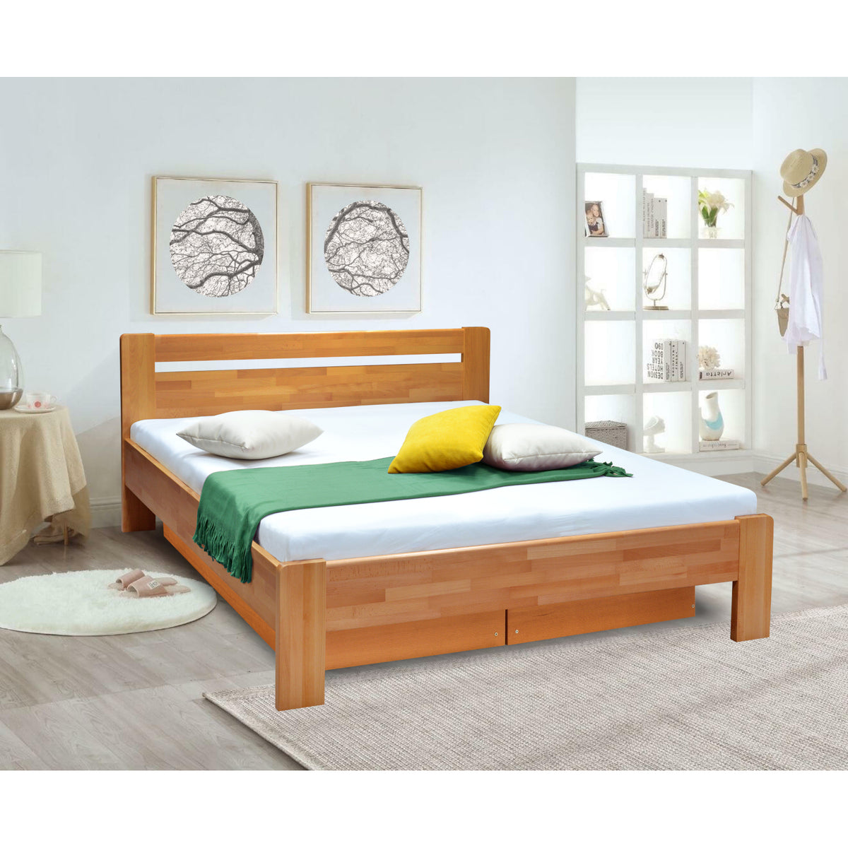Masivní postel Maribo 2, 160x200, vč. roštu, bez matrace, ořech