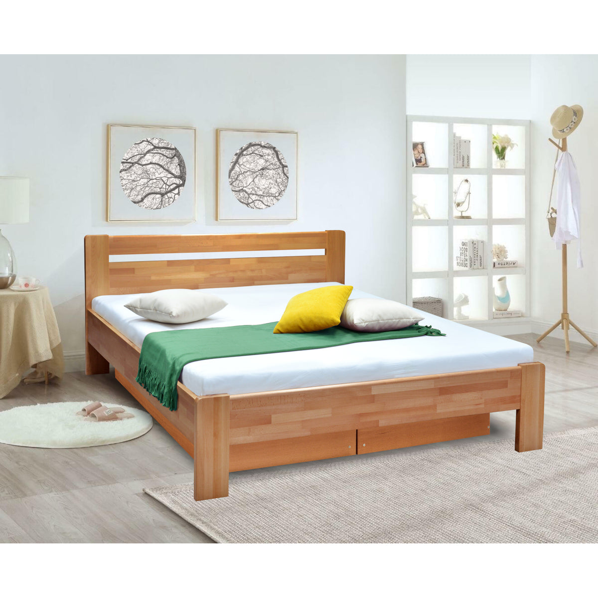 Masivní postel Maribo 2, 180x200, vč. roštu, bez matr., švestka