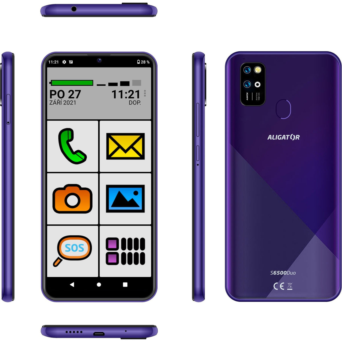 Mobilní telefon Aligator 6500 Duo 2GB/32GB SENIOR, fialová POUŽIT