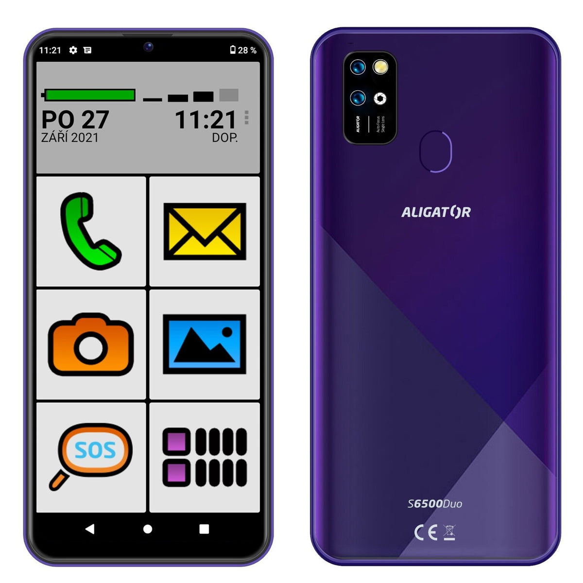 Mobilní telefon Aligator 6500 Duo 2GB/32GB SENIOR, fialová POUŽIT