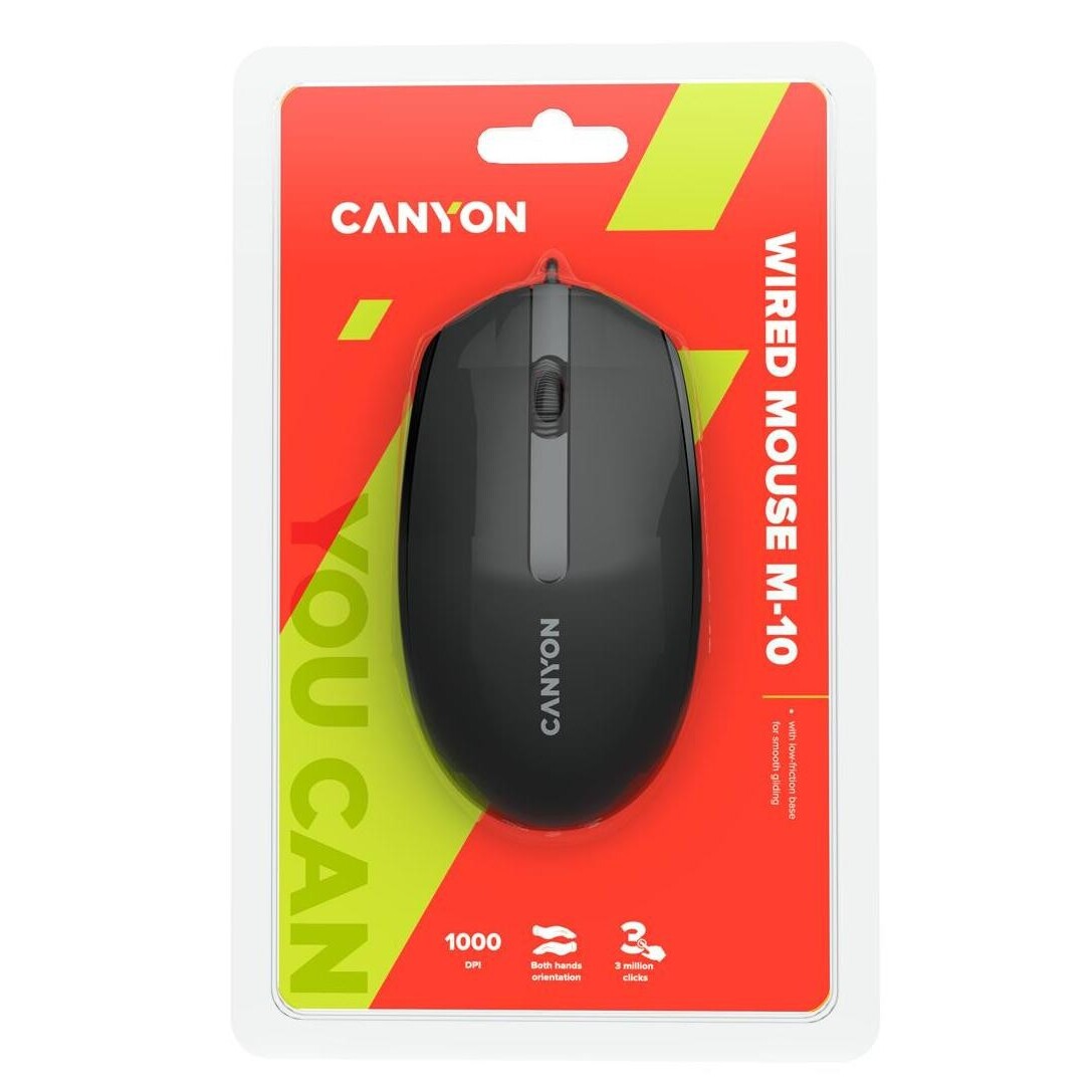 Myš CANYON M-10, 3 tlačítka, 1000dpi, černá (CNECMS10B)