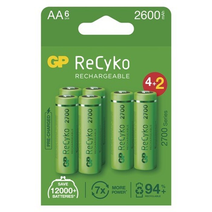 Nabíjecí baterie GP B2127V ReCyko, 2700mAh, AA, 6ks