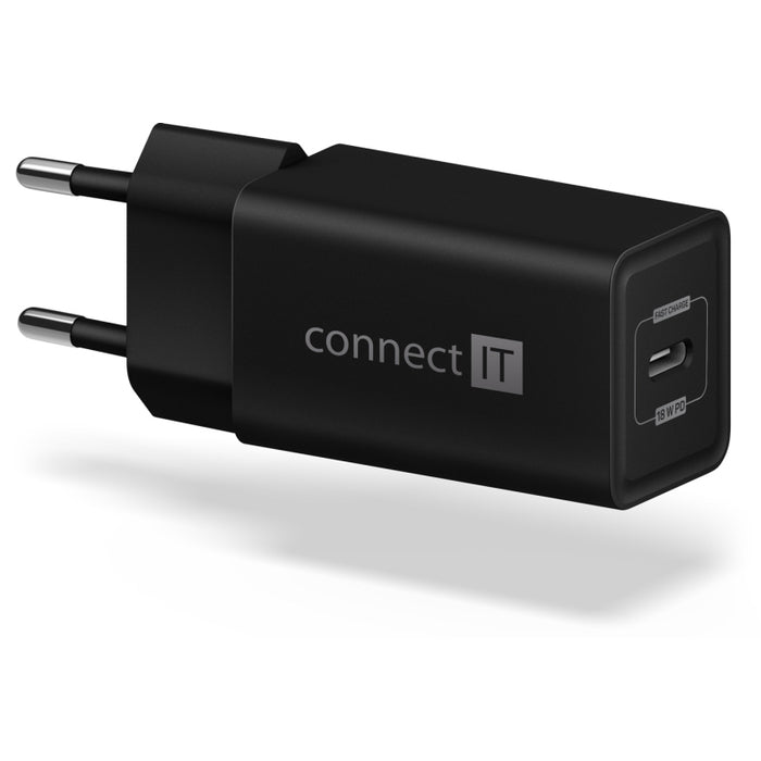 Nabíječka Connect IT 1xUSB TypC, PD Fast Charge, 18W, černá