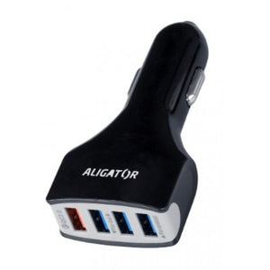 Nabíječka do auta Aligator 4xUSB 7A, Turbo charge 3.0, černá