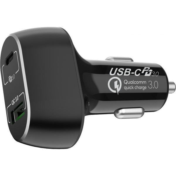 Levně Autonabíječka WG USB-C + USB, 63W, s kabelem, černá