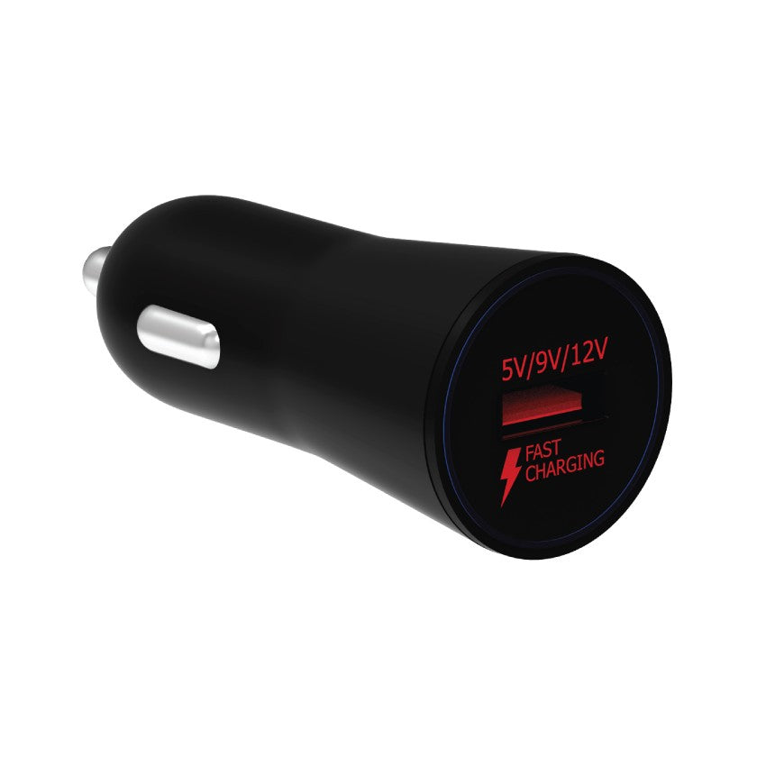 Nabíječka do auta WG 1xUSB 2,4A Fast Charge 3.0, černá