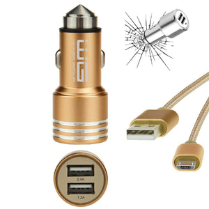 Nabíječka do auta WG 2xUSB 2,4A + kabel Micro USB, zlatá