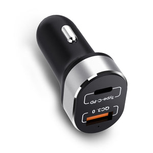 Nabíječka do auta WG 2xUSB/PD + Quick Charge 3.0 22,5W, černá