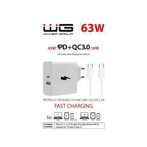 Nabíječka WG 2xUSB, 63W, s kabelem, bílá