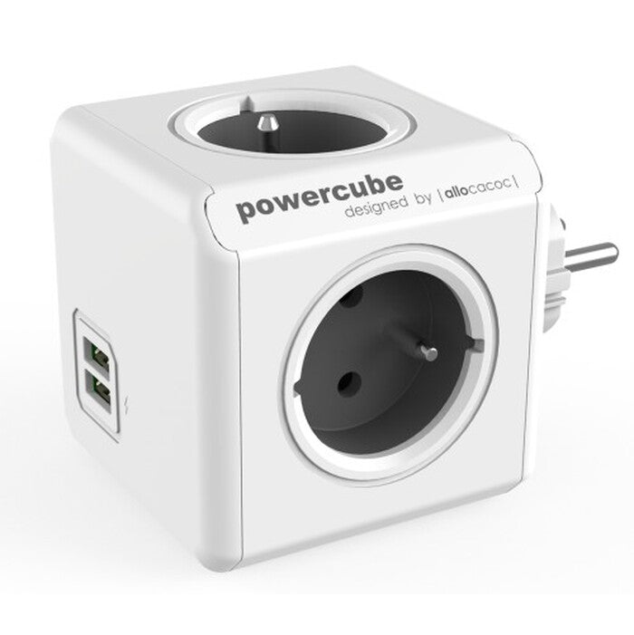 Napájecí adaptér PowerCube Original 4 zásuvky, 2x USB, šedá