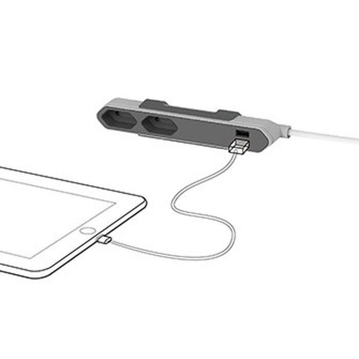 Napájecí kabel prodlužovací Powerbar 2 zásuvky, 2x USB, 1,5m