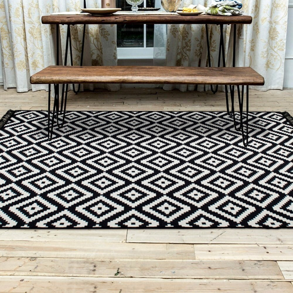 Oboustranný koberec Helen, černo-bilý, 80 x 150 cm