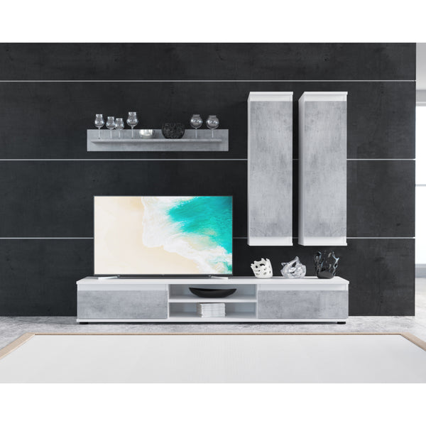 Levně Obývací stěna Nala (šedá, bílá, 175 cm)