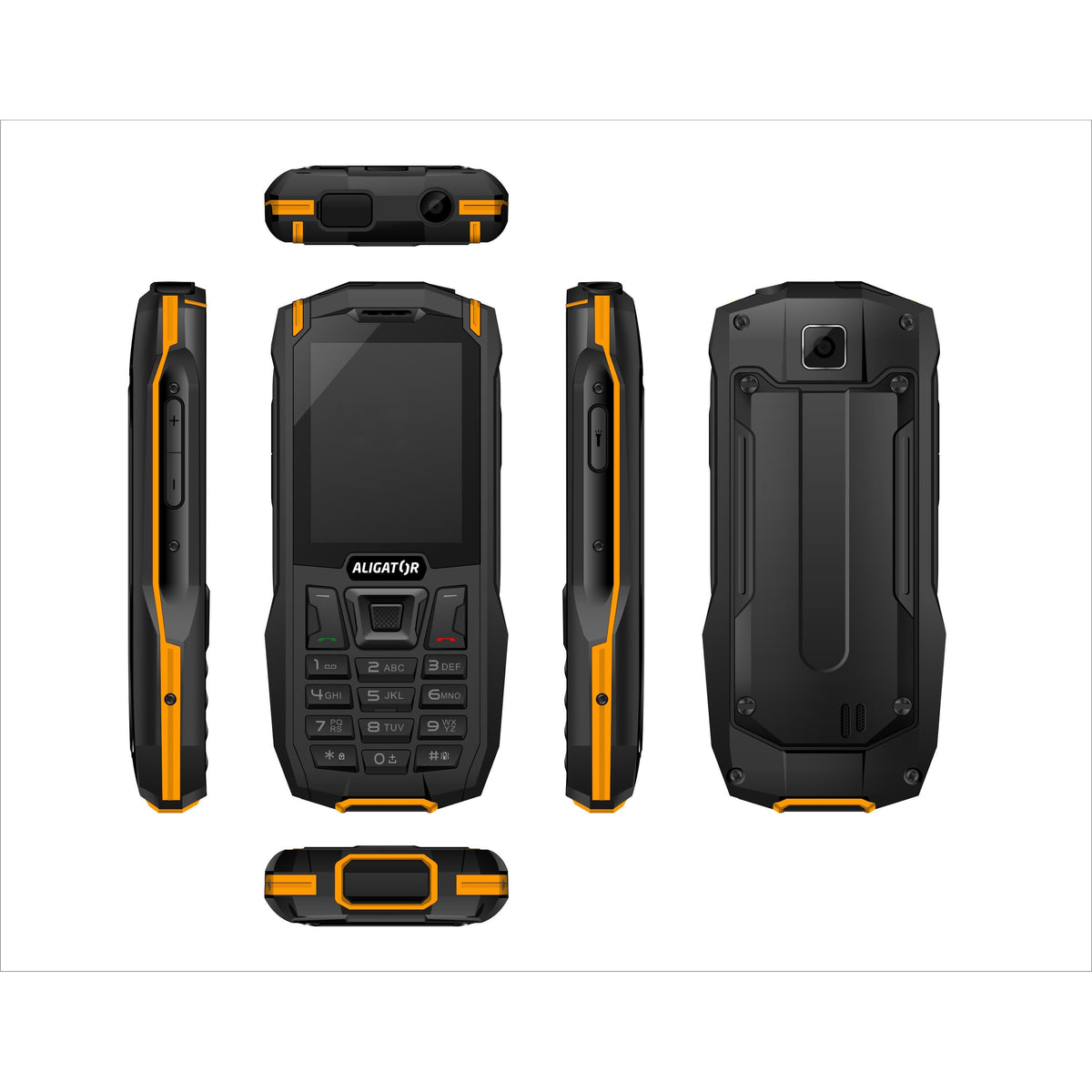 Odolný tlačítkový telefon Aligator K50 eXtremo, KaiOS, oranžová