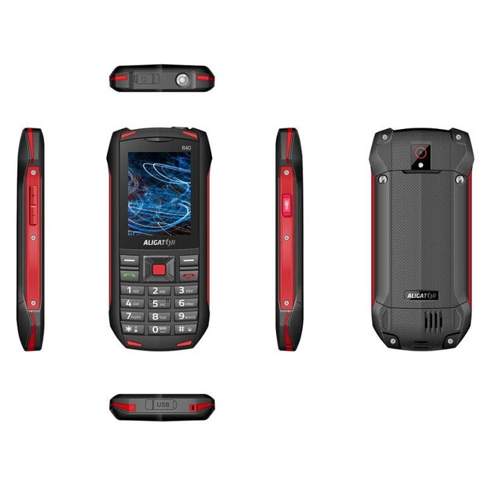 Odolný tlačítkový telefon Aligator R40 eXtremo, černo-červená