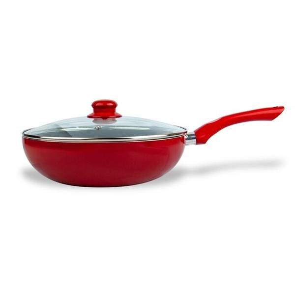 Levně Pánev wok s poklicí Kitchisimo Rosso, 270500, 28cm, červená