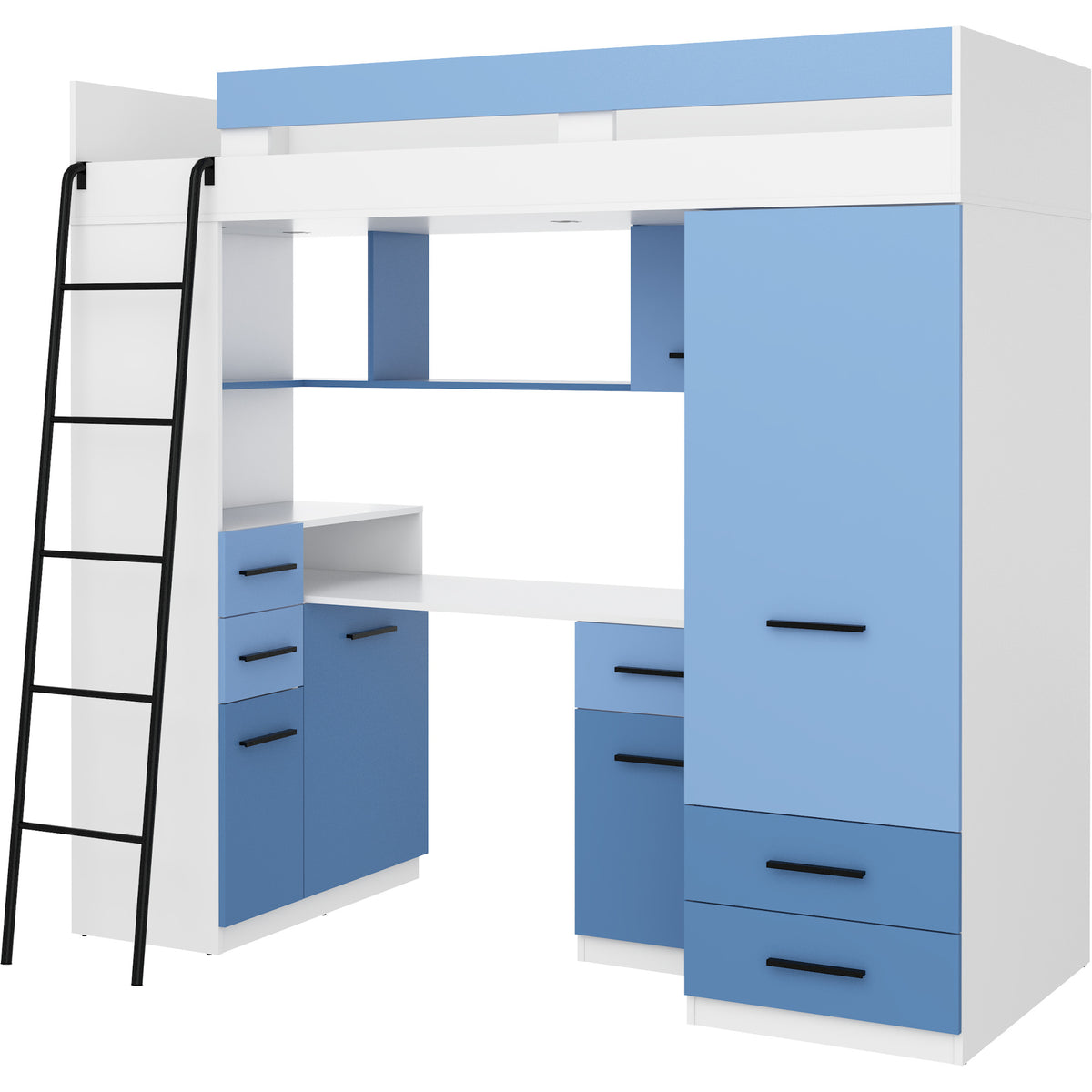 Patrová postel Mykigo 80x200 levá strana (bílá, modrá)