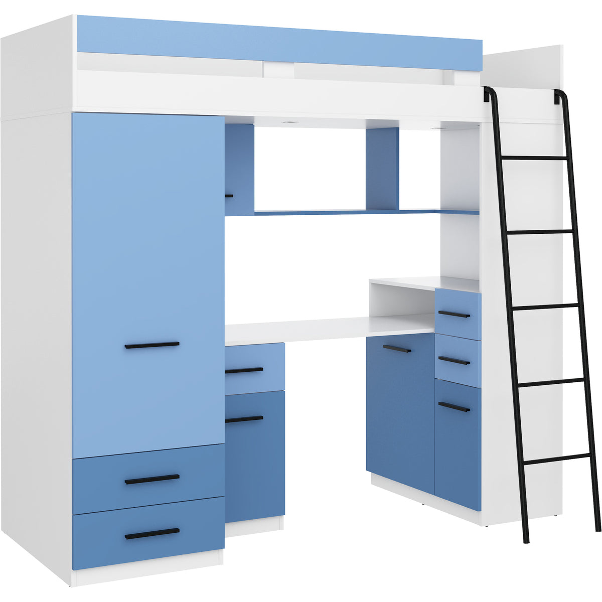 Patrová postel Mykigo 80x200 pravá strana (bílá, modrá)