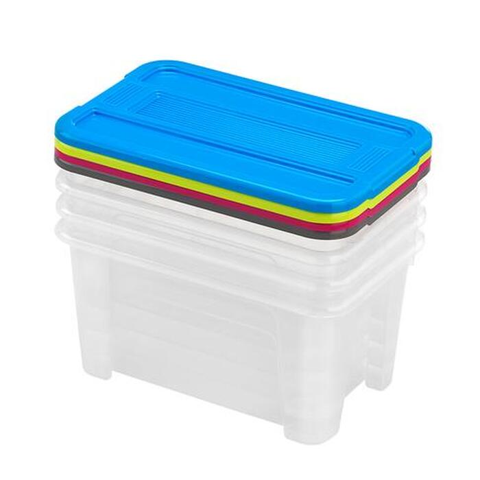 Plastové úložné boxy s víkem HEIDRUN TEXBOX 4x4,5l