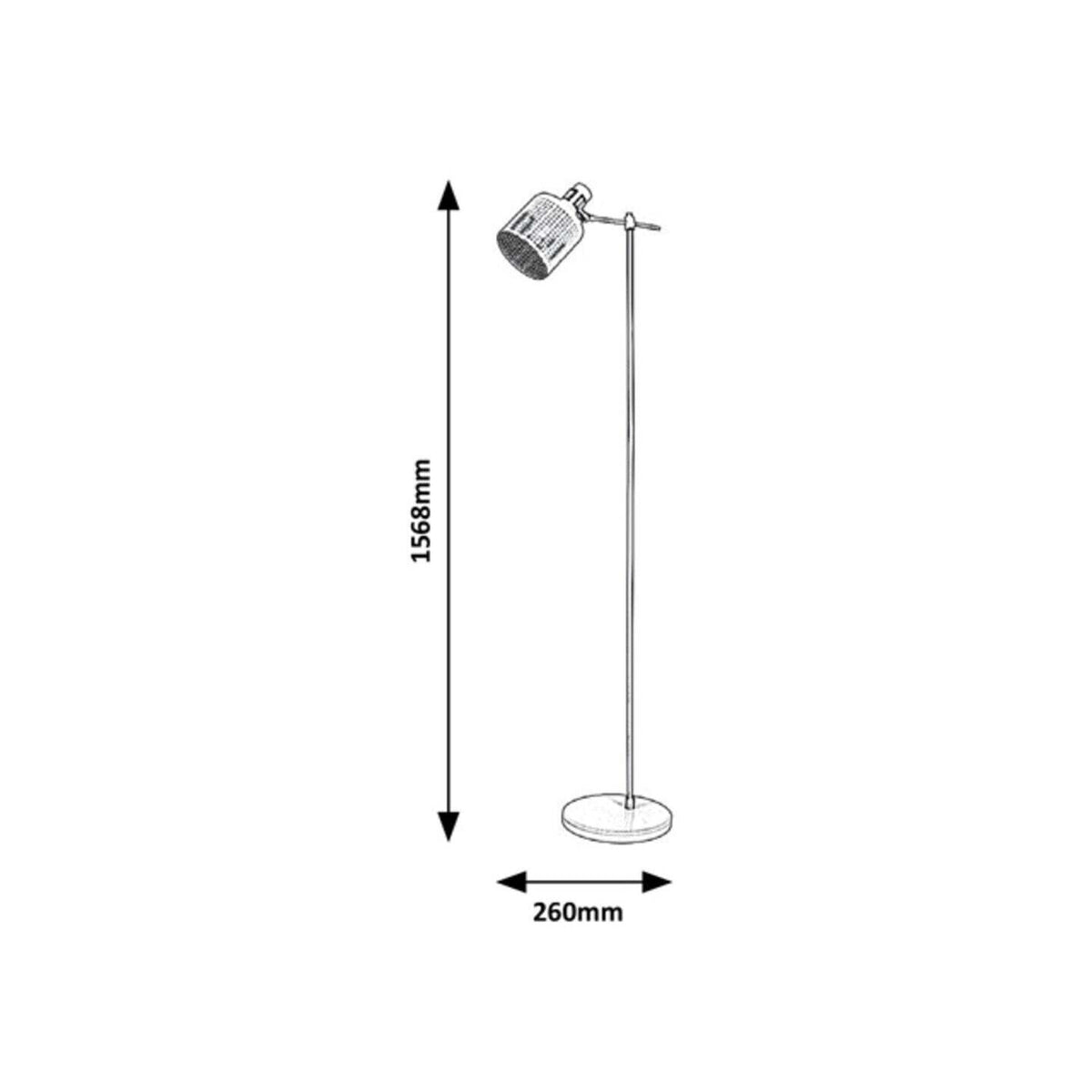 Podlahová industriální lampa, E27 1X MAX 9W, IP20, kov, bílá