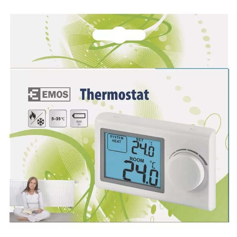 Pokojový termostat Emos P5604, drátový, manuální OBAL POŠKOZEN