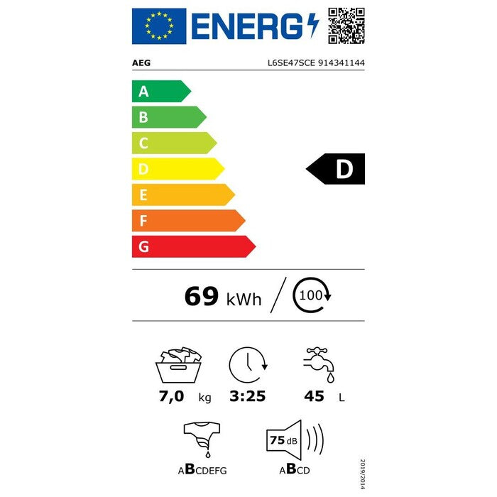 Pračka s předním plněním AEG L6SE47SCE, 7kg