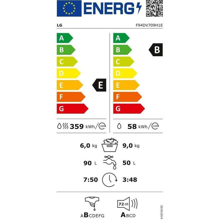 Pračka se sušičkou LG F94DV709H1E, A, 9/6kg