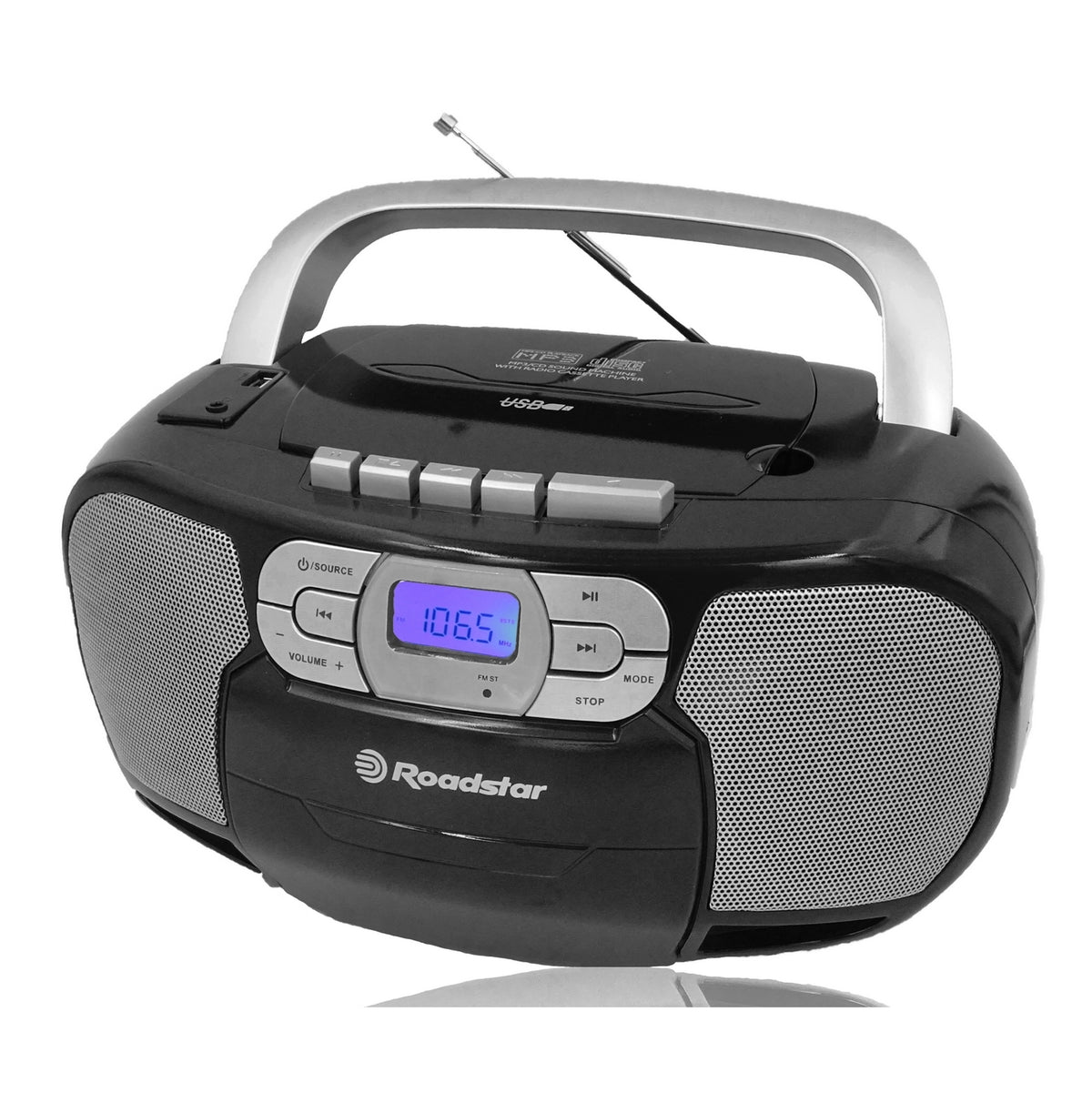 Přenosný stereo radiomagnetofon Roadstar RCR-4635UMPBK