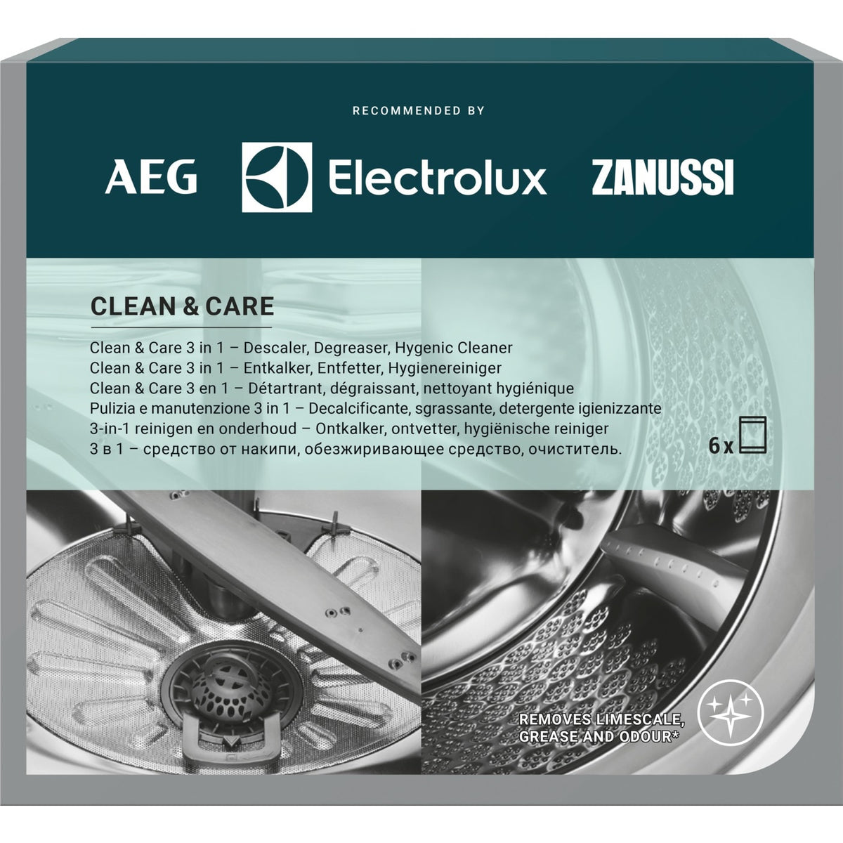 Kompletní péče o pračku AEG Clean and Care, 3v1, 6ks