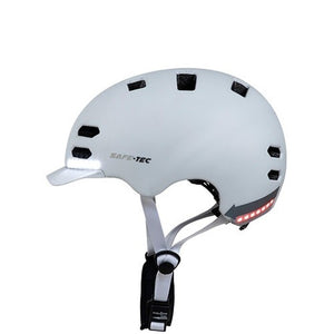 Chytrá helma SafeTec SK8, L, LED blinkry, bluetooth, bílá