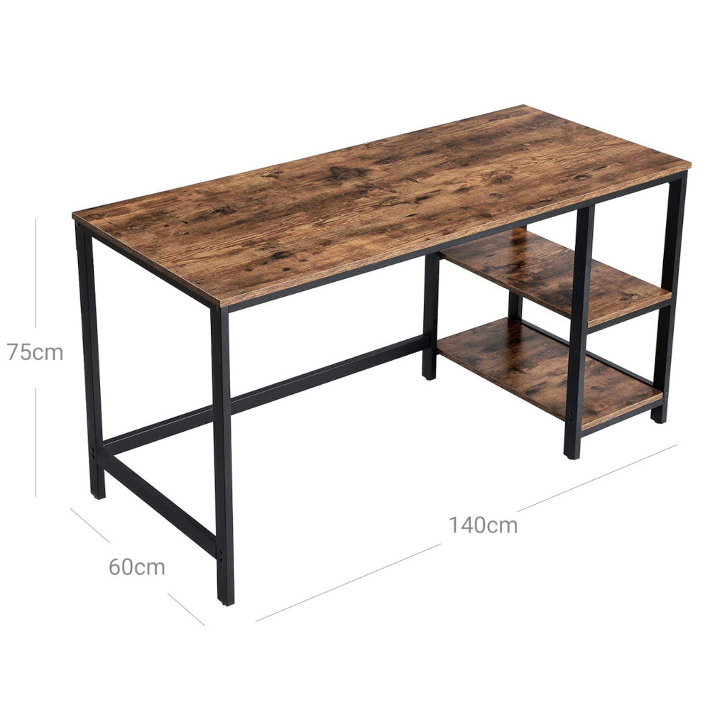 Psací stůl Pansy (hnědá, černá, 140x75x60 cm)
