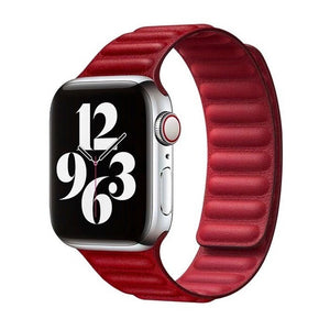 Řemínek pro Apple Watch 42/44/45 mm, kožený, červená