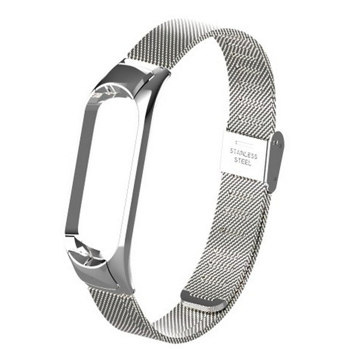 Řemínek pro Xiaomi Mi Band 3/4 ocel. milán, easy click, stříbrná