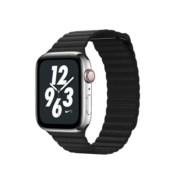 Levně Kožený magnet. řemínek pro Apple watch 38/40/41 mm, Loop, černá